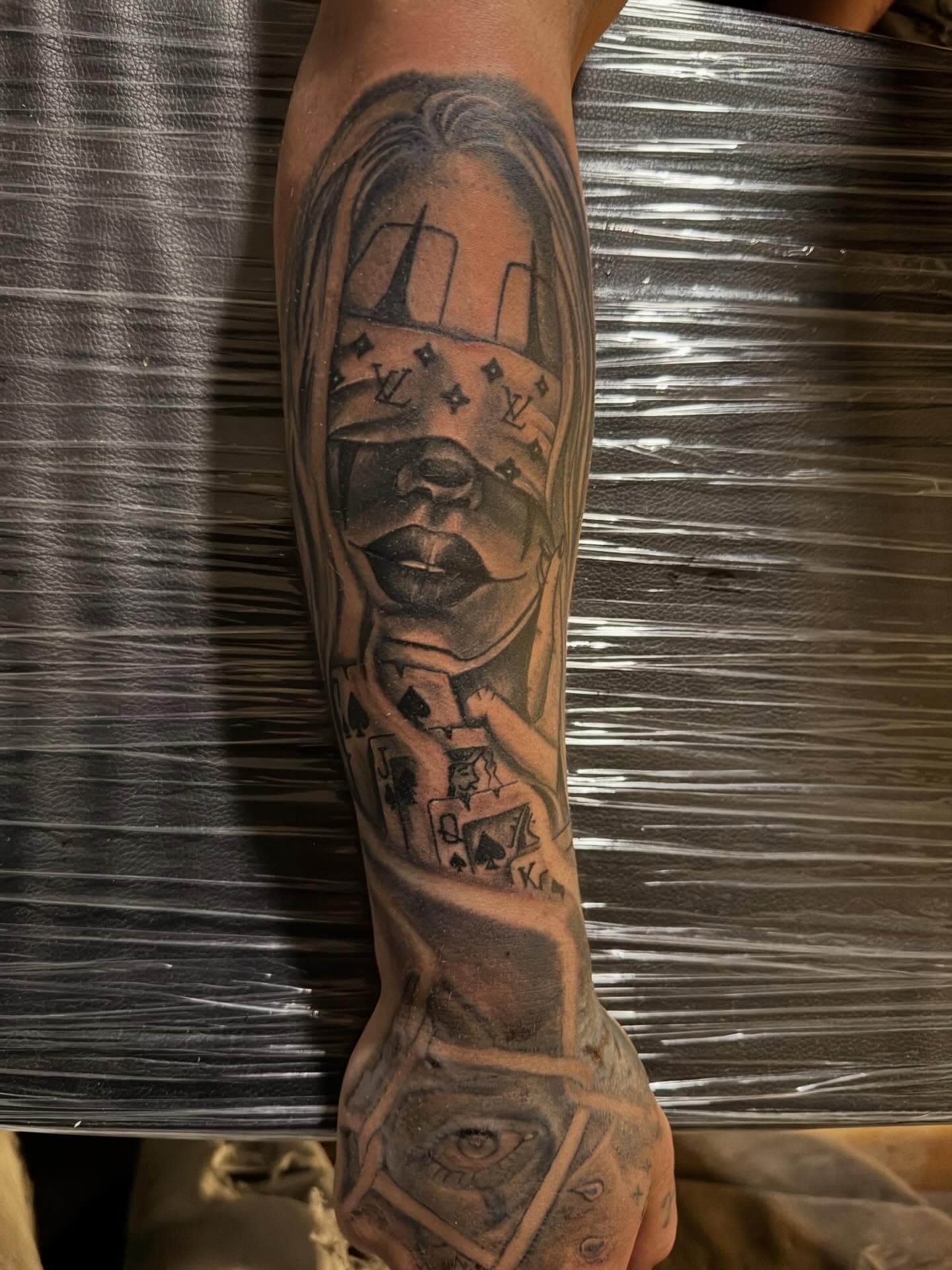 Black and grey tattoo work